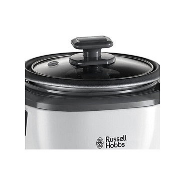 Russell Hobbs 27030-56 Reiskocher Midi, Arrocera, 1.4 L, Negro y Blanco, Capacidad 1.4 Litros, Tapa de Vidrio, Función Mantener Caliente, 300 W