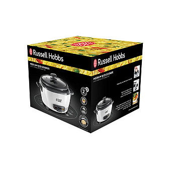 Russell Hobbs 27030-56 Reiskocher Midi, Arrocera, 1.4 L, Negro y Blanco, Capacidad 1.4 Litros, Tapa de Vidrio, Función Mantener Caliente, 300 W