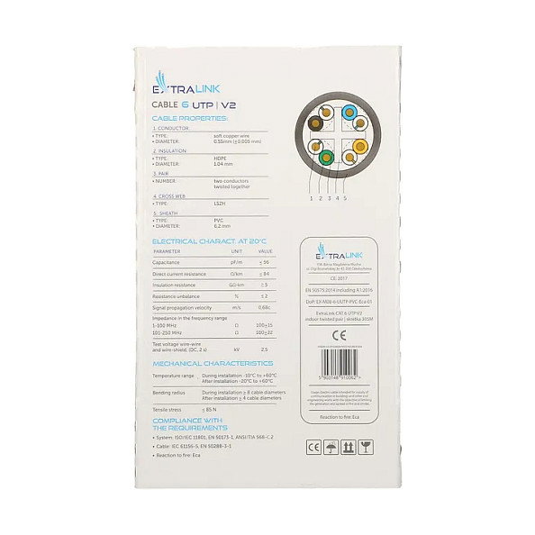 Extralink Cable Ethernet Cat6 UTP V2 305M Gris