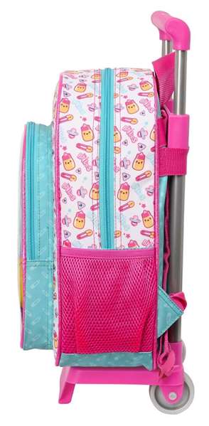 Safta Mochila 185+carro 705 con Carro 26x34x11cm - Blanca, Turquesa y Morada