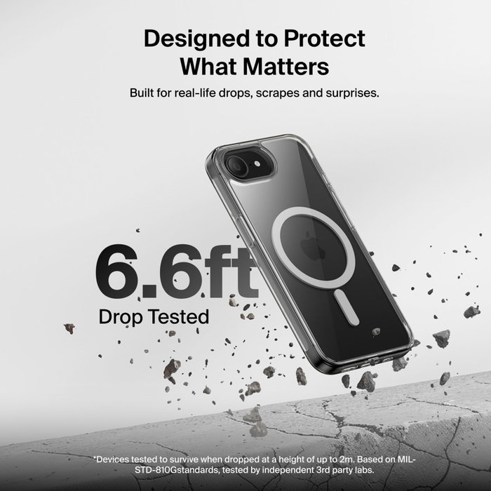 Belkin Sheerforce Clear Lite funda transparente para iPhone 17e e iPhone 16e compatible con MagSafe