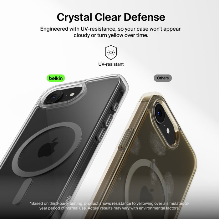 Belkin Sheerforce Clear Lite funda transparente para iPhone 17e e iPhone 16e compatible con MagSafe