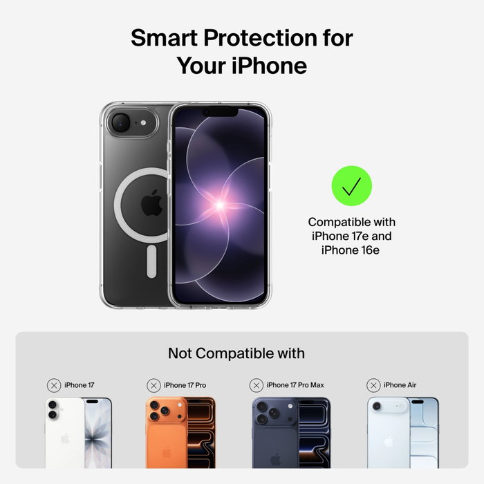 Belkin Sheerforce Clear Lite funda transparente para iPhone 17e e iPhone 16e compatible con MagSafe