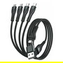 4smarts Cable de Carga 4en1 1.2m USB-C/A, Micro USB, Lightning, Nylon Negro - 541023