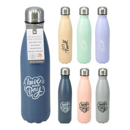Excellent Houseware Botella Isotérmica Inoxidable 500 ml Mantiene Temperatura 6h Colores Surtidos