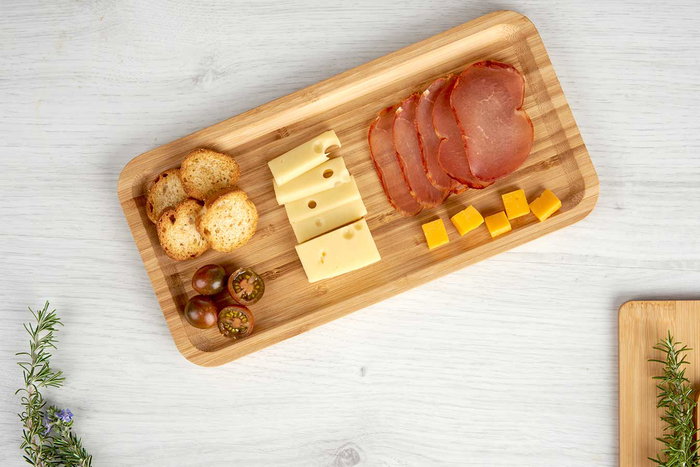 Kinvara Tabla Bambú Rectangular Aperitivo 29,5x11,5 cm Marrón (Set de 12)