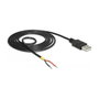 DeLOCK 85664 Cable USB 2.0 Tipo-A con 2 extremos de cable abiertos, 1,5 m