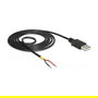 DeLOCK 85664 Cable USB 2.0 Tipo-A a 2x terminales abiertos, 1,5 m, Negro