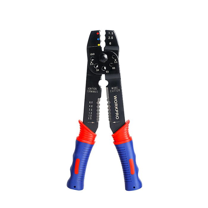 Workpro Crimpadora Pelacables Multiusos 200 mm, Pela Cables de 0.75 a 6 mm, Corta y Ajusta Punteras, Mango Ergonómico Antideslizante