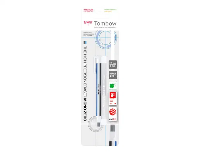 Tombow Mono Zero Portagomas con Clip y 2 Recambios Tombow Mono Zero Portagomas con Clip y 2 Recambios