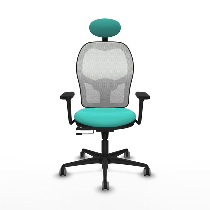 PIQUERAS Y CRESPO Silla de oficina Jorquera con mecanismo Sincro/Traslack, Turquesa y Blanco