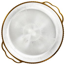Home Deco Factory Bandeja Plástico PET Diámetro 38,5 cm Colección Mirage con Ribete Dorado