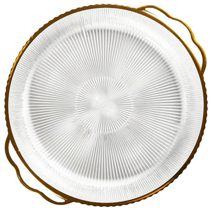Home Deco Factory Bandeja Plástico PET Diámetro 38,5 cm Colección Mirage con Ribete Dorado Home Deco Factory Bandeja Plástico PET Diámetro 38,5 cm Colección Mirage con Ribete Dorado