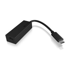 ICY BOX IB-LAN100-C3 Adaptador USB-C a Gigabit LAN Ethernet para Laptop Ordenador PC, 1 Gbit/s, Plug and Play, Negro