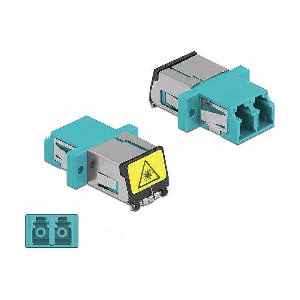 DeLOCK Acoplador de Fibra Óptica LC Duplex Hembra a LC Duplex Hembra Multimodo Aqua