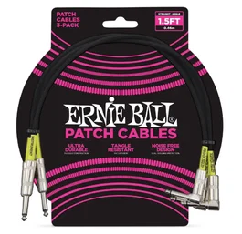 Ernieball Cable Eb Interlink Pvc Jack-Jack Sa Negro 0,30M (Pack De 3)