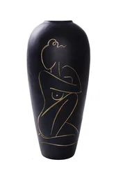 DKD Home Decor Jarrón Moderno Negro Resina 34 x 73.5 x 34 cm