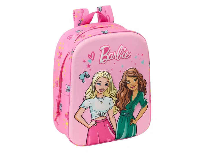 Safta Mochila Guardería Barbie 3D con Bolsillo Red