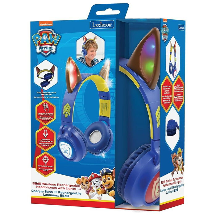 Lexibook Auriculares Bluetooth Luminosos Paw Patrol Chase