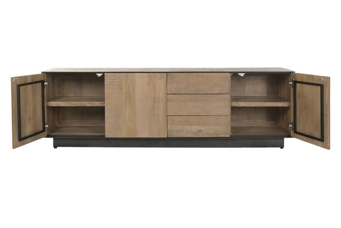 DKD Home Decor Mueble TV Sand village Loft Natural Negro 180 x 44 x 55 cm