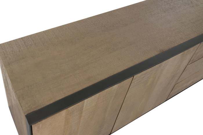 DKD Home Decor Mueble TV Sand village Loft Natural Negro 180 x 44 x 55 cm