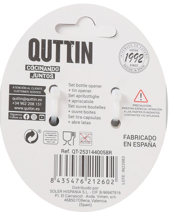 Quttin Set Abrelatas 8cm y Abrebotellas 8cm Qutti