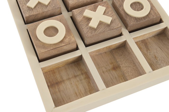 DKD Home Decor Juego Set 2 Tic Tac Toe de Madera de Mango y Resina