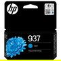 HP Cartucho de Tinta Original 937 Cian para OfficeJet Pro 9120e, 9125e, 9130e, 9135e, 9720, 9730 y otros, 800 páginas, Rendimiento Estándar