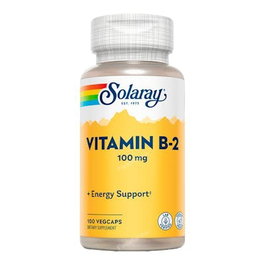 SOLARAY Vitamina B2 100Mg 100 Cápsulas Vegetales - Metabolismo de carbohidratos, grasas y proteínas