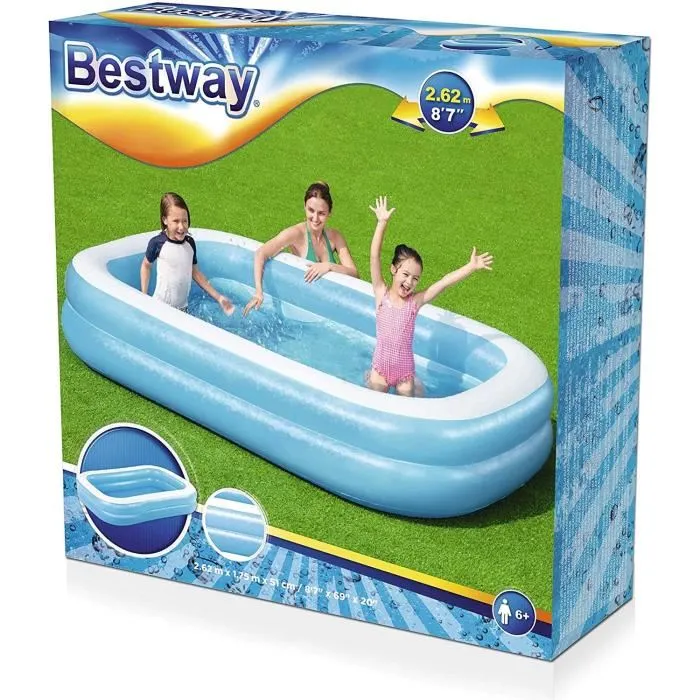 Bestway Piscina Hinchable Infantil Rectangular 262x175x51 cm Azul Bestway Piscina Hinchable Infantil Rectangular 262x175x51 cm Azul