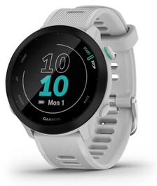 Garmin Forerunner 55 Reloj Inteligente GPS con Pantalla MIP de 1.04" (42 mm) 208x208 Pixeles, Banda de Silicona Blanca