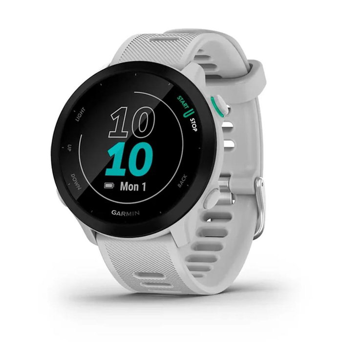 Garmin Forerunner 55 Smartwatch GPS 42mm Blanco para Running - Monitor Cardíaco, Seguimiento de Sueño, 2 Semanas Batería, Resistente al Agua 5ATM Garmin Forerunner 55 Smartwatch GPS 42mm Blanco para Running - Monitor Cardíaco, Seguimiento de Sueño, 2 Semanas Batería, Resistente al Agua 5ATM