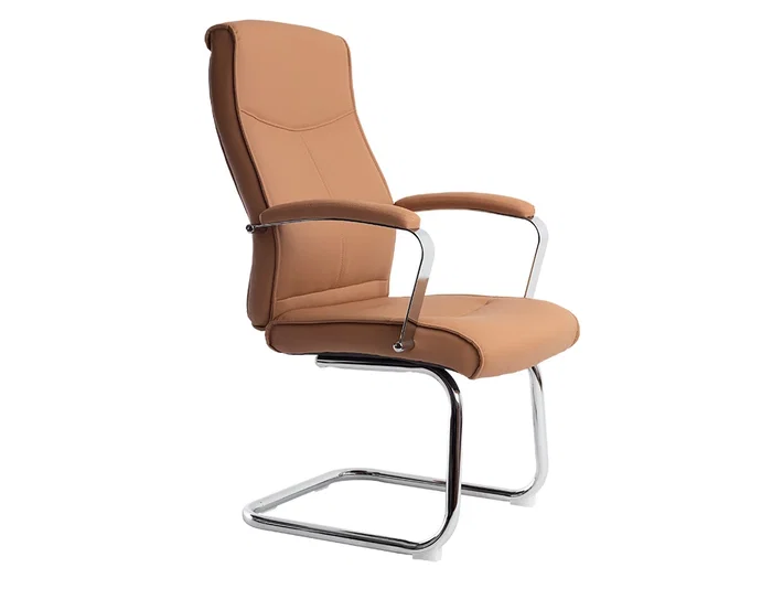 Q-connect Silla de Escritorio Modelo Ena Simil Piel Base Metálica Crema [530x800x520 mm]