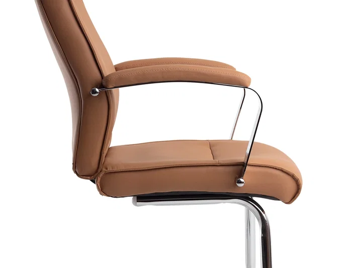 Q-connect Silla de Escritorio Modelo Ena Simil Piel Base Metálica Crema [530x800x520 mm]