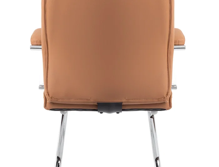 Q-connect Silla de Escritorio Modelo Ena Simil Piel Base Metálica Crema [530x800x520 mm]