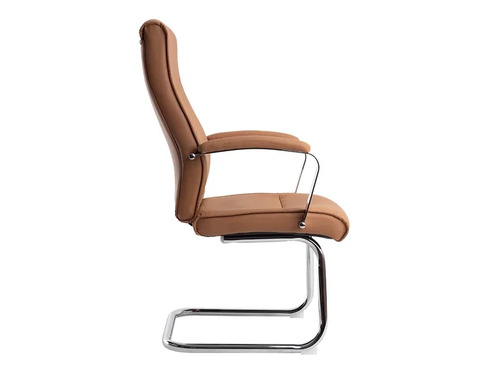 Q-connect Silla de Escritorio Modelo Ena Simil Piel Base Metálica Crema [530x800x520 mm]