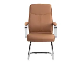 Q-connect Silla de Escritorio Modelo Ena Simil Piel Base Metálica Crema [530x800x520 mm]