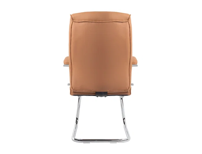 Q-connect Silla de Escritorio Modelo Ena Simil Piel Base Metálica Crema [530x800x520 mm]