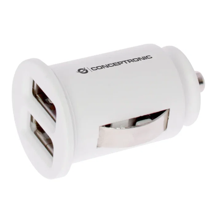 Conceptronic Cargador Coche 2 Puertos USB POWER2GO Blanco
