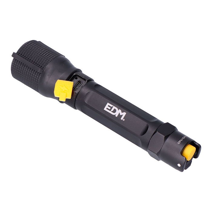 EDM Linterna Táctica Recargable LED 20W 1500 Lúmenes, Zoom, IP67 Sumergible, Batería 2600mAh USB-C, 8h Autonomía, Ø4.0 x 17.8 cm EDM Linterna Táctica Recargable LED 20W 1500 Lúmenes, Zoom, IP67 Sumergible, Batería 2600mAh USB-C, 8h Autonomía, Ø4.0 x 17.8 cm