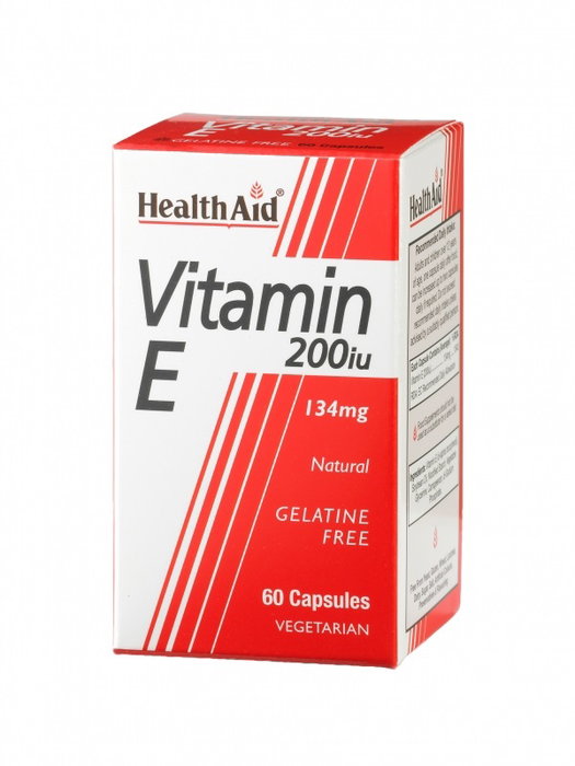 HEALTH AID Vitamina E natural 200 UI, 60 cápsulas vegetales HEALTH AID Vitamina E natural 200 UI, 60 cápsulas vegetales