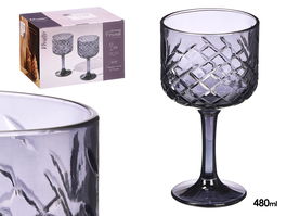 Vivalto Copa Troquelada 480 ml Humo Gris 10.2x19.3x10.2 cm (Set de 24)