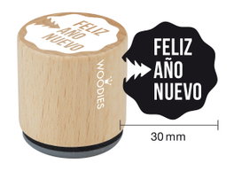 Woodies Sello de madera y caucho Feliz Año Nuevo 33x30mm