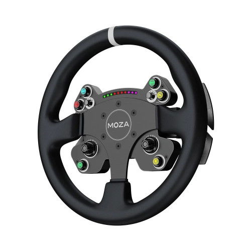 MOZA RACING Volante CS V2P Dual Clutch, Aluminio y Fibra de Carbono, Negro, Compatible con PC