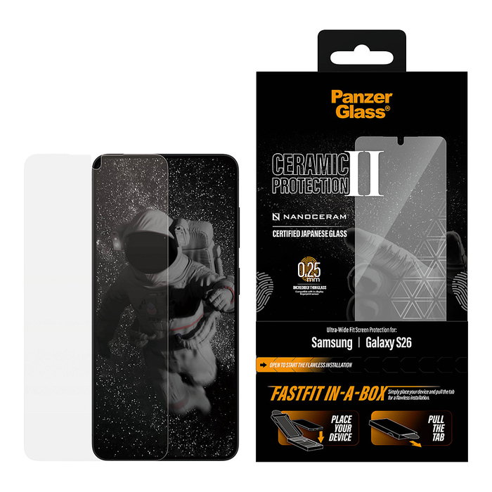 PanzerGlass Protector de Pantalla Ceramic para Samsung Galaxy S26 Ultra-Wide Fit w. FASTFIT IN-A-BOX