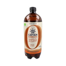CAPTAIN Kombucha Zero Jengibre-Limon 1Lt. Bio Bebida Ecológica Sin Azúcares Ni Calorías