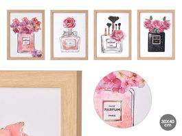 Giftdecor Cuadro Lienzo Marco Natural Perfume Surtidos 30x40 cm (Set de 8)