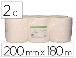Bunzl Papel Secamanos Greensource 2 Capas Celulosa Blanca 200 mm x 180 mt Paquete de 6 Rollos