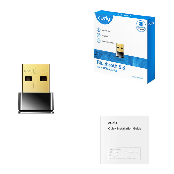 Cudy BU530 Adaptador USB Nano Bluetooth 5.3 para PC, Compatible con Windows 10/11/7/8.1 Cudy BU530 Adaptador USB Nano Bluetooth 5.3 para PC, Compatible con Windows 10/11/7/8.1