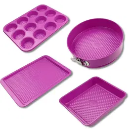 Fackelmann Juego de 4 moldes Tasty Pâtisserie, 23 a 38 cm, Fucsia